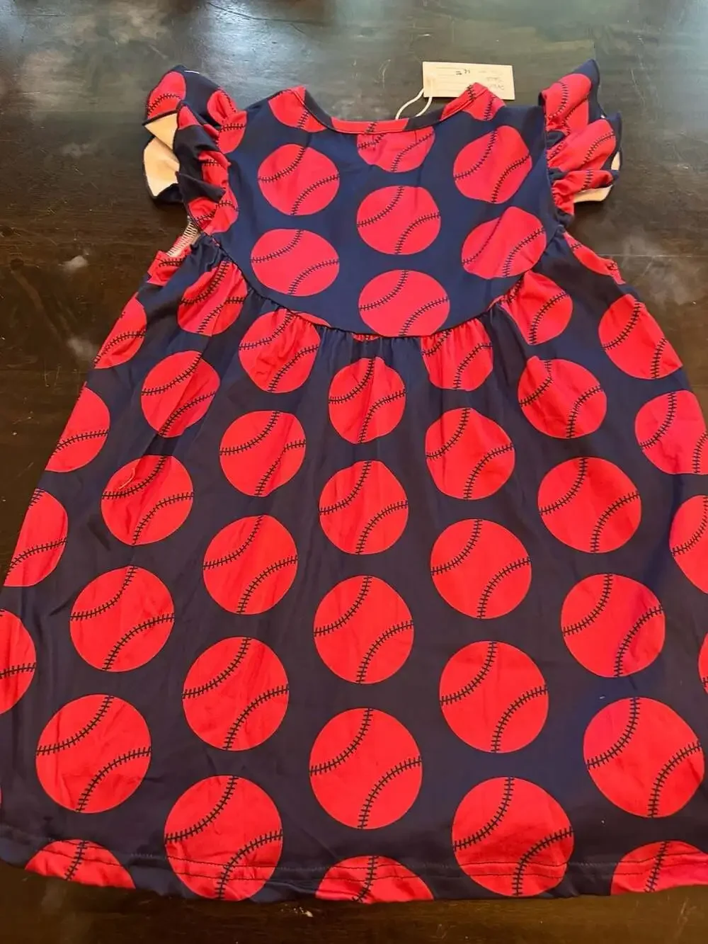 Pete + Lucy Baseball Girls Sleeve Dress & Ruffle Legging Size 7/8